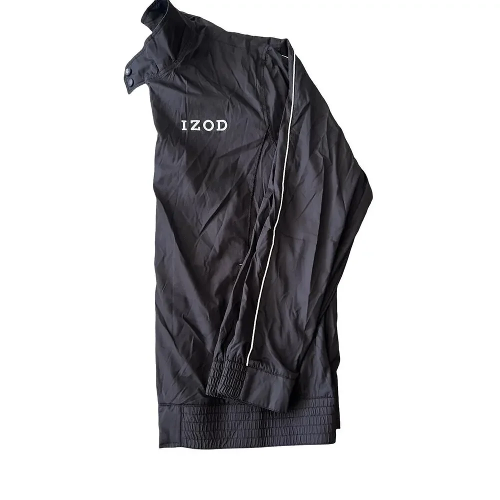 IZOD Golf Men’s Full Zip Windbreaker Jacket Black XXL Lightweight
